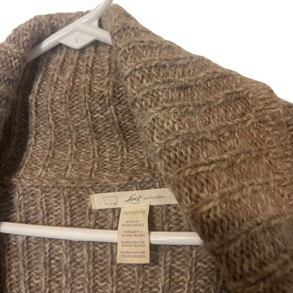 Levi's Women's Size Medium Academia Tan Knit Button Cardigan Sweater - Picture 4 of 9